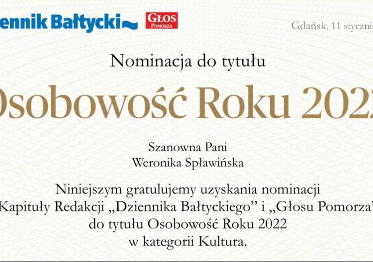 Nominacja dla Weroniki Spławińskiej